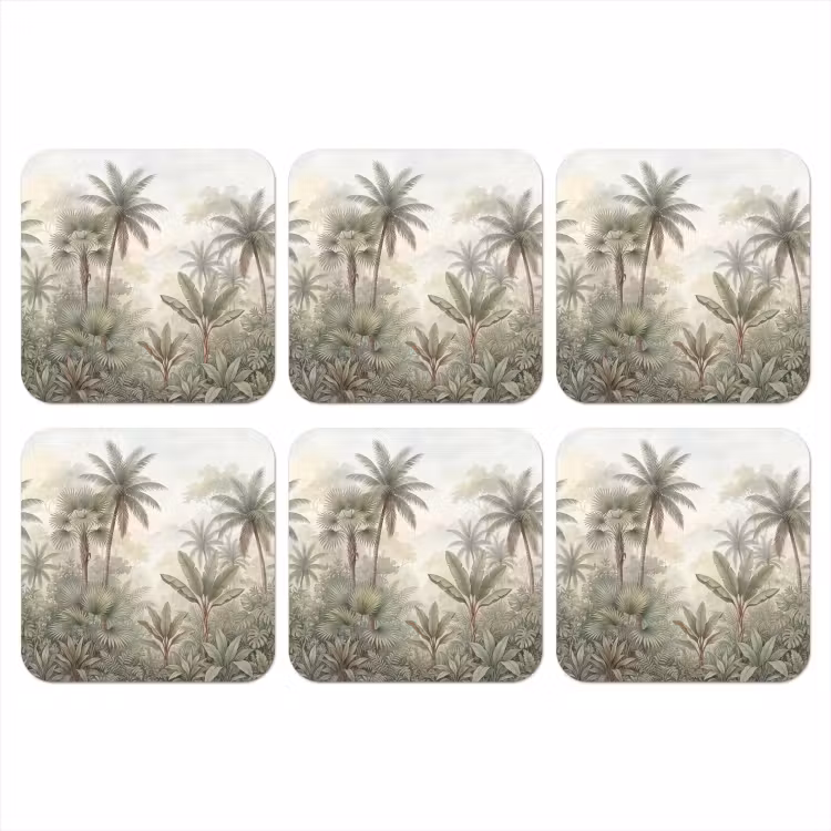 Natuur - Tropisch bos - Landschap - Aquarel - Groen onderzetter kurk middel -3d