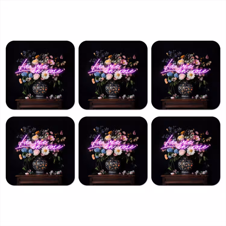 Neon - Vaas - Bloemen onderzetter kurk middel -3d