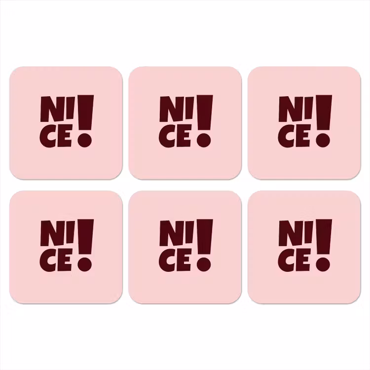 Nice - Uitroepteken - Roze onderzetter kurk middel -3d