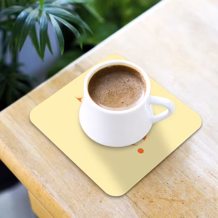 Nice - Oranje - Geel - Minimalistisch onderzetter kurk middel -sfeer5