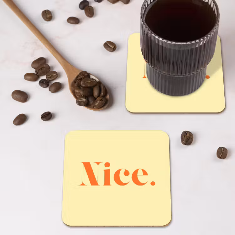 Nice - Oranje - Geel - Minimalistisch onderzetter kurk middel -sfeer2