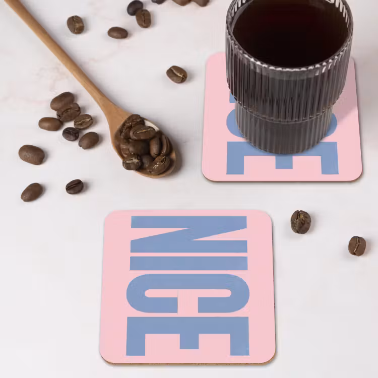 Nice - Paars - Roze onderzetter kurk middel -sfeer2