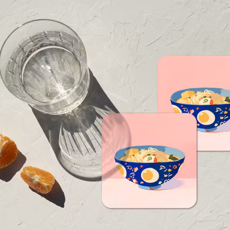 Noodles - Kom - Blauw - Illustratie onderzetter kurk middel -sfeer4