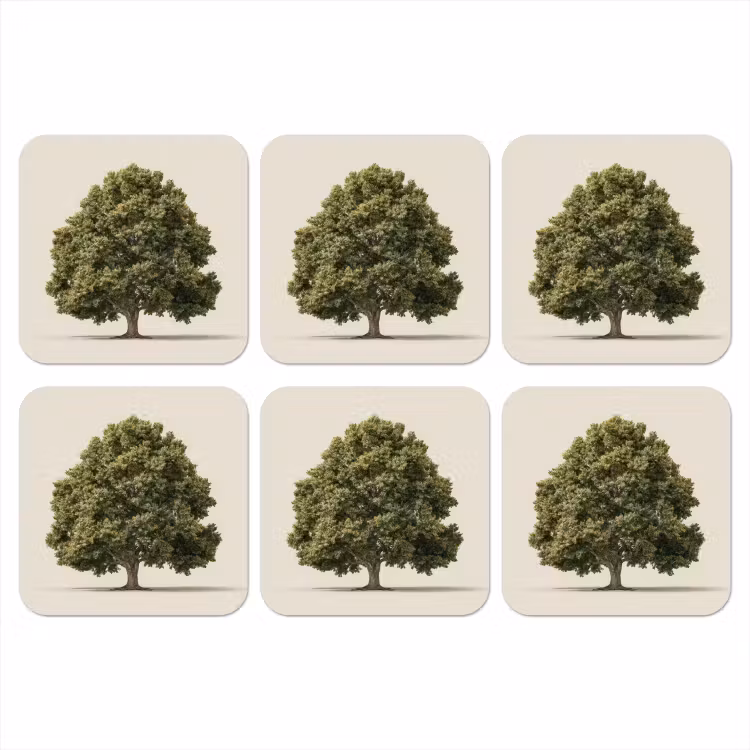 Eikenboom - Groen - Lichte achtergrond onderzetter kurk middel -3d