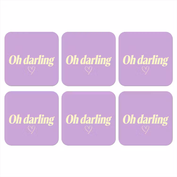 Oh darling - Hart - Paars onderzetter kurk middel -3d