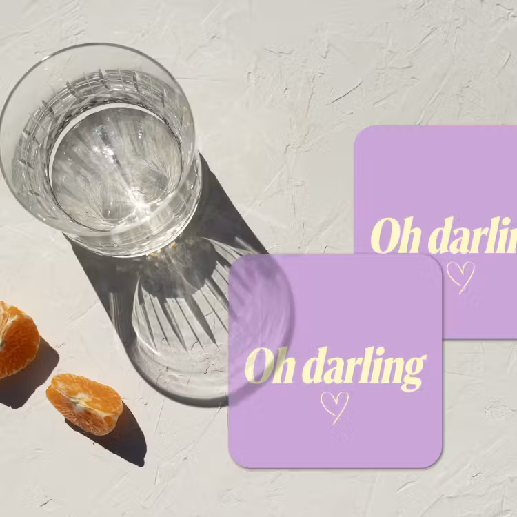 Oh darling - Hart - Paars onderzetter kurk middel -sfeer4