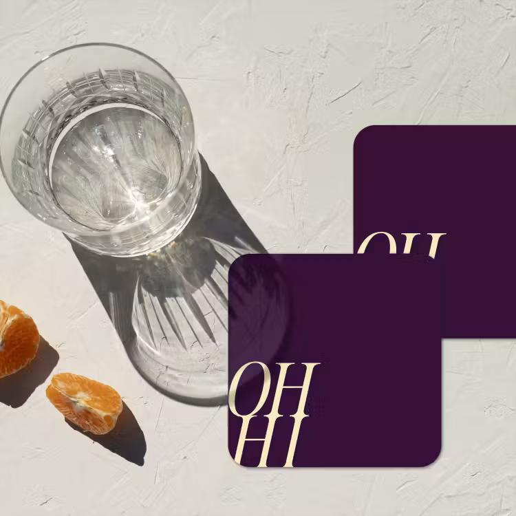 Oh hi - Paars - Cursief onderzetter kurk middel -sfeer4