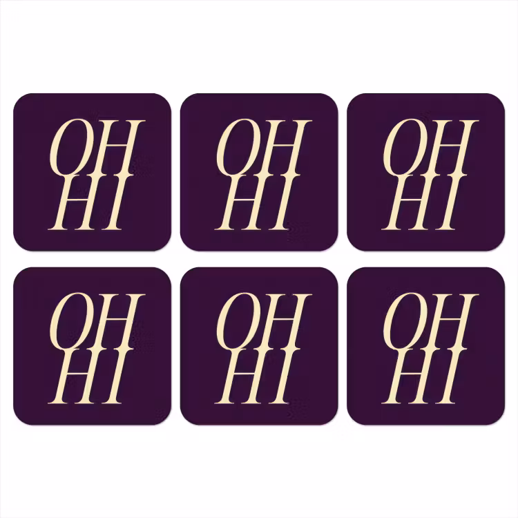 Oh hi - Paars - Minimalistisch onderzetter kurk middel -3d