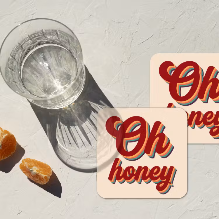 Oh honey - Rood - Schaduw onderzetter kurk middel -sfeer4
