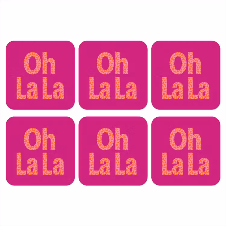 Oh la la - Luipaardprint - Roze onderzetter kurk middel -3d