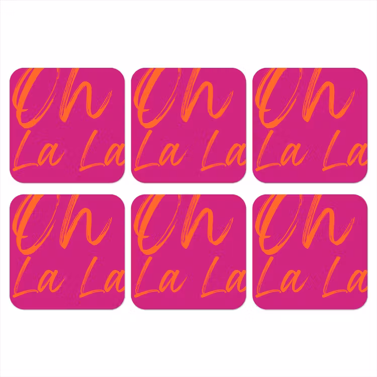Oh la la - Oranje - Roze onderzetter kurk middel -3d