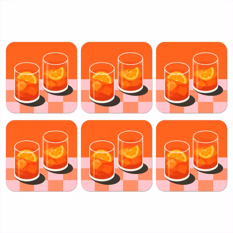 Sinaasappel - Glazen - Oranje onderzetter kurk middel -3d