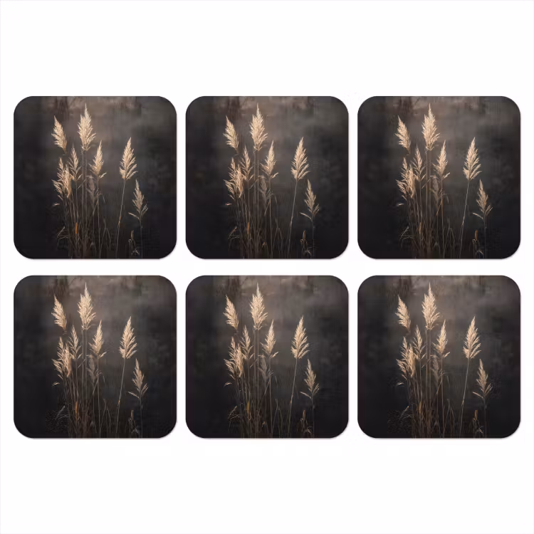 Siergras - Pluimen - Verlichting - Zwart onderzetter kurk middel -3d