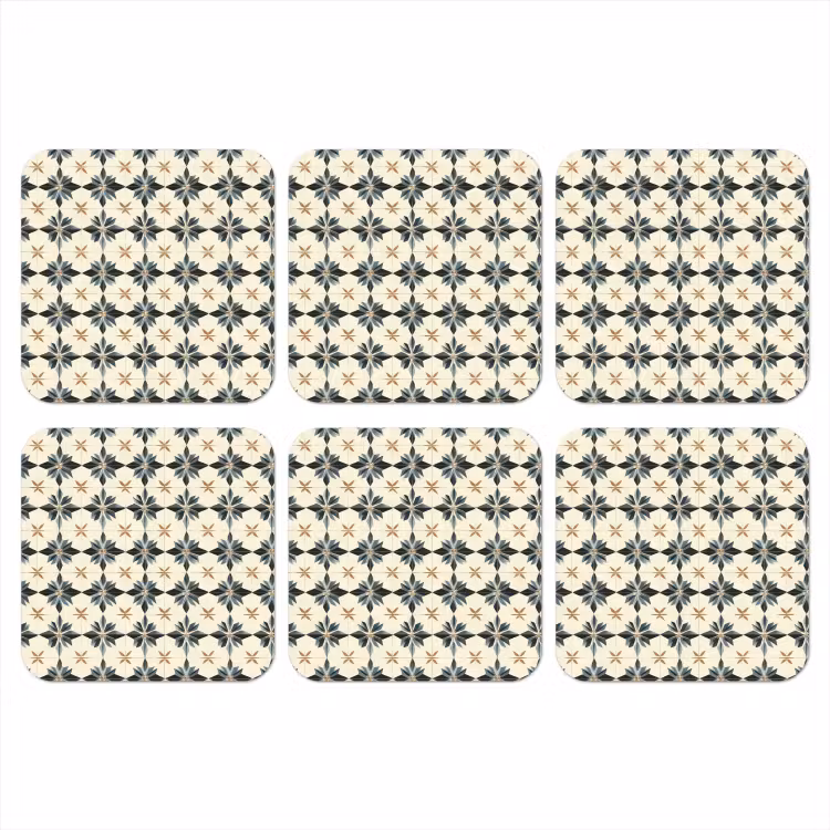 Sierlijk - Ornament - Blauw onderzetter kurk middel 366 -3d