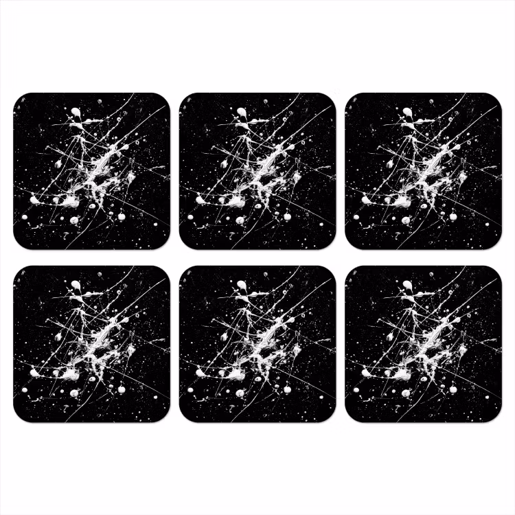 Verfspatten - Wit - Abstract - Explosie onderzetter kurk middel -3d