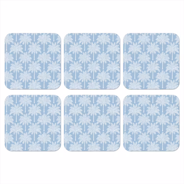 Palmboom - Modern - Blauw onderzetter kurk middel 366 -3d
