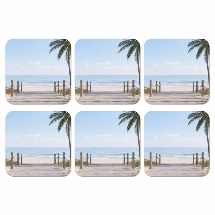 Palmbomen - Pad - Horizon onderzetter kurk middel -3d