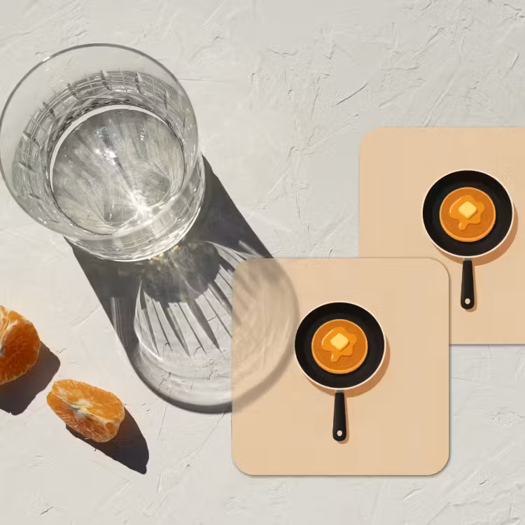 Pannenkoek - Koekenpan - Boter - Minimalistisch onderzetter kurk middel -sfeer4