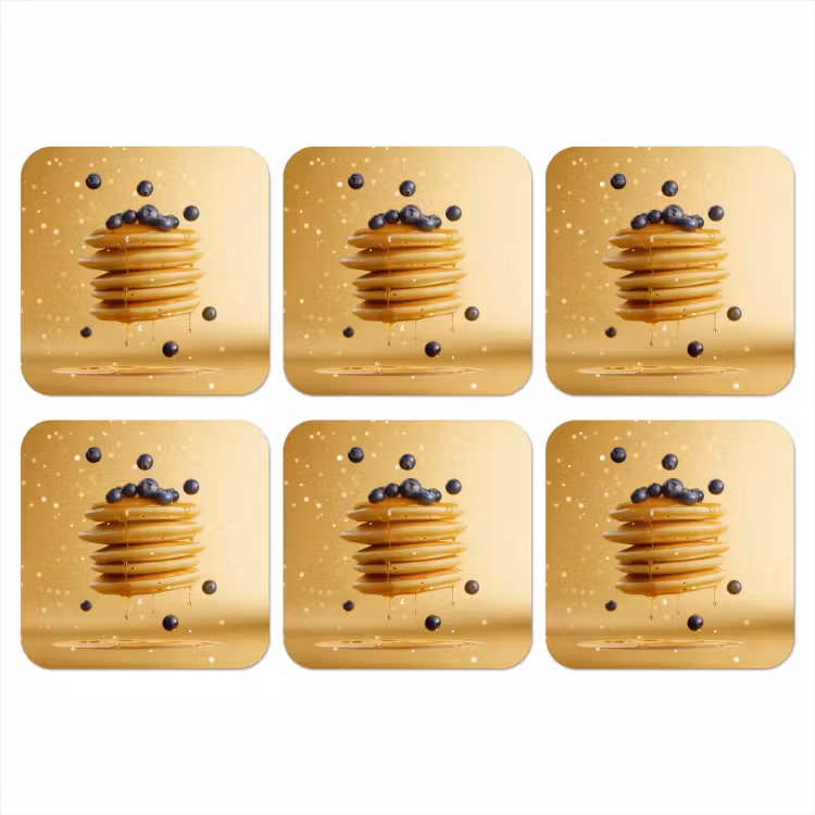 Pannenkoeken - Eten - Honing - Geel onderzetter kurk middel -3d