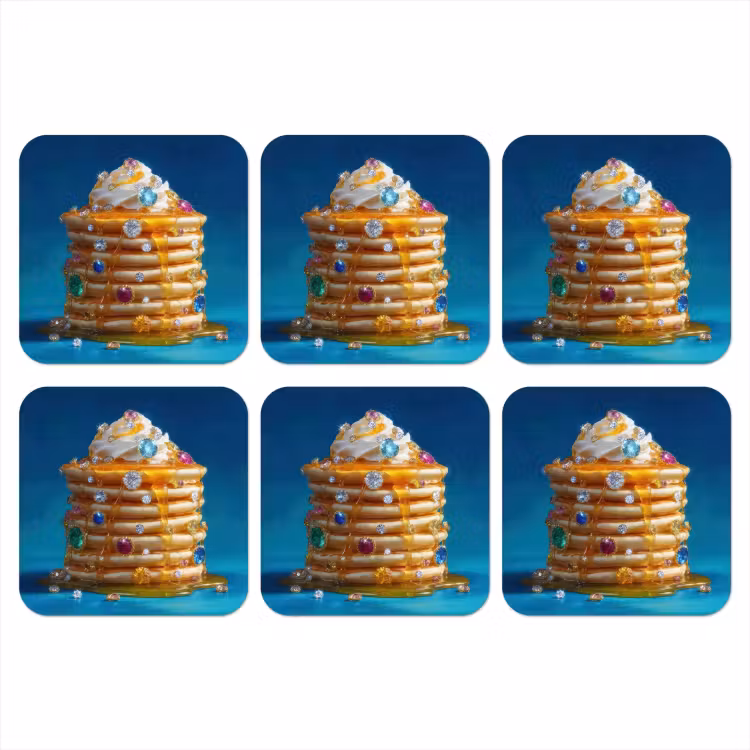 Pannenkoeken - Steentjes - Glitter - Slagroom onderzetter kurk middel -3d