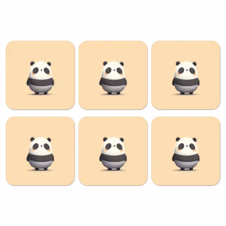 Panda - Beige - Minimalistisch onderzetter kurk middel -3d