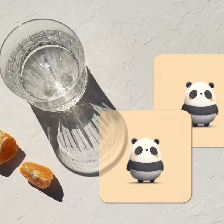 Panda - Beige - Minimalistisch onderzetter kurk middel -sfeer4