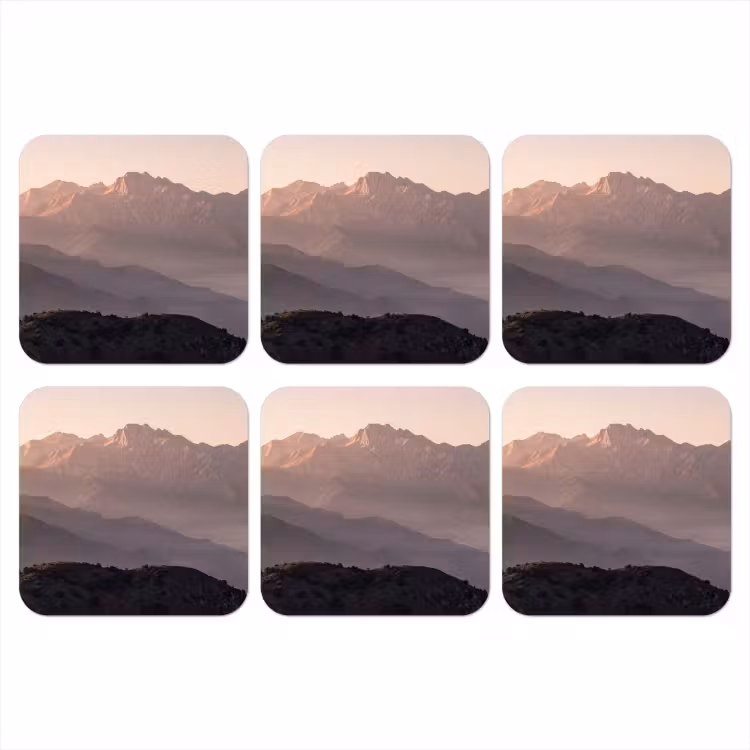 Panorama - Landschap - Bergen onderzetter kurk middel -3d