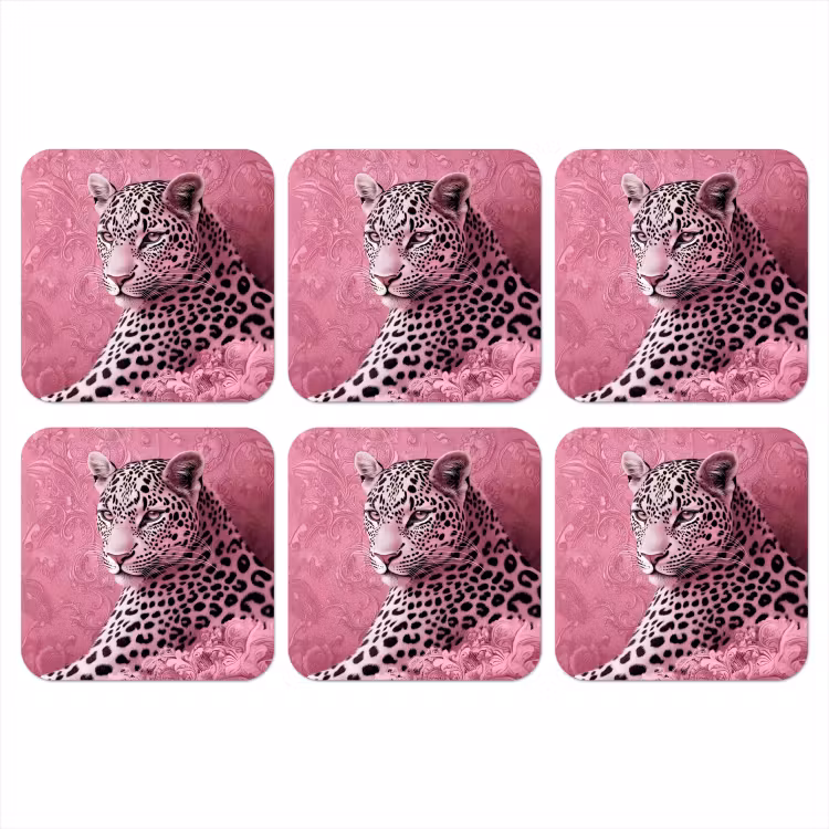 Panter - Luxe - Roze onderzetter kurk middel -3d