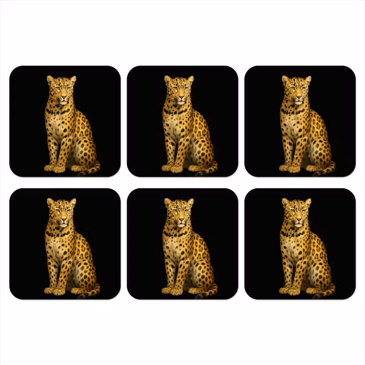 Panter - Realistisch - Bruin onderzetter kurk middel -3d