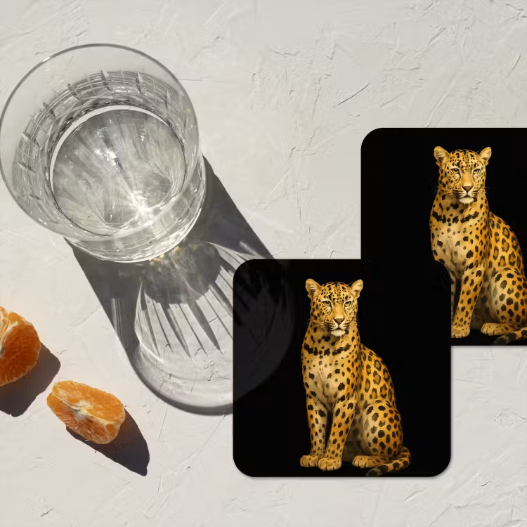 Panter - Realistisch - Bruin onderzetter kurk middel -sfeer4