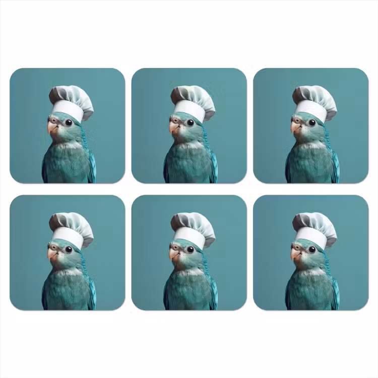 Parkiet - Vogel - Koksmuts - Cute onderzetter kurk middel -3d