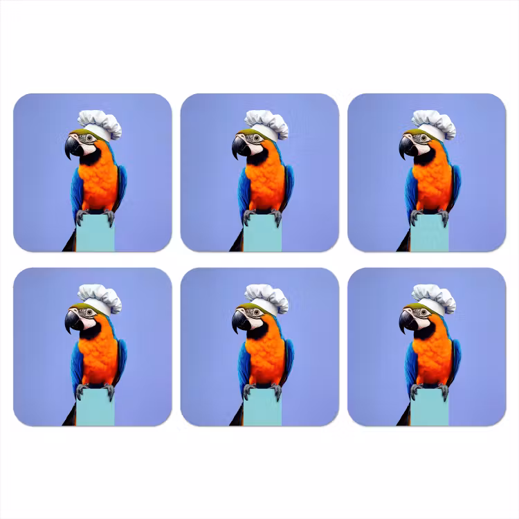 Papegaai - Koksmuts - Vogel - Leuk onderzetter kurk middel -3d