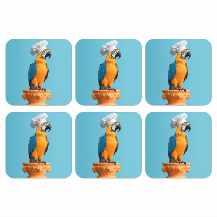 Papegaai - Koksmuts - Grappig - Vogel onderzetter kurk middel -3d