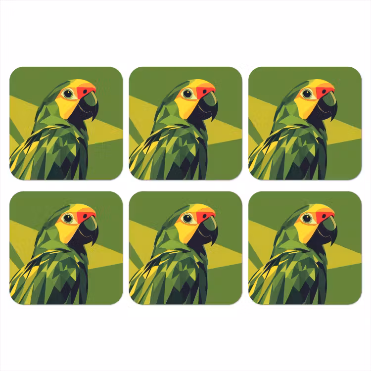 Papegaai - Groen - Snavel - Abstract onderzetter kurk middel -3d