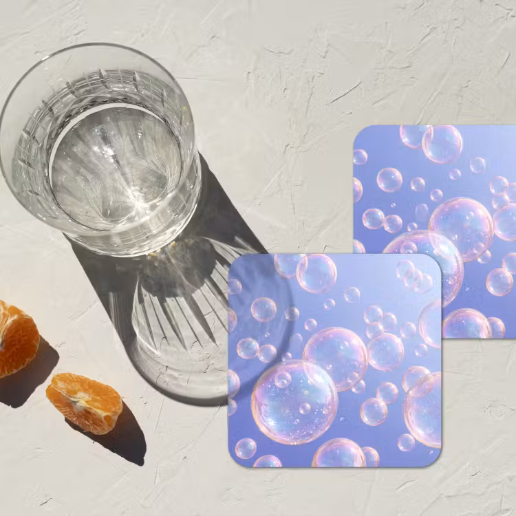 Pastel - Bubbels - Dromerig onderzetter kurk middel -sfeer4