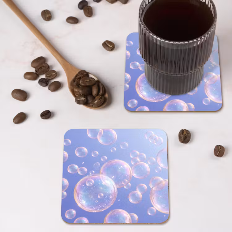 Pastel - Bubbels - Dromerig onderzetter kurk middel -sfeer2