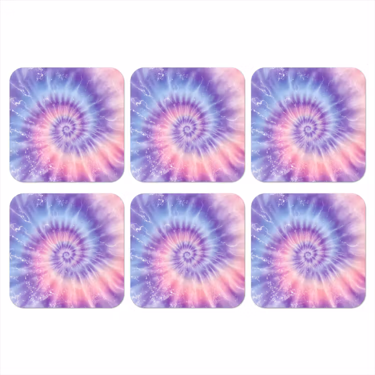 Pasteltinten - Paars - Spiraal - Marmer onderzetter kurk middel -3d