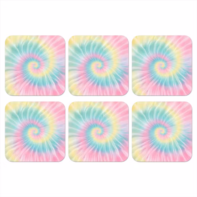 Pasteltinten - Tie dye - Roze onderzetter kurk middel -3d