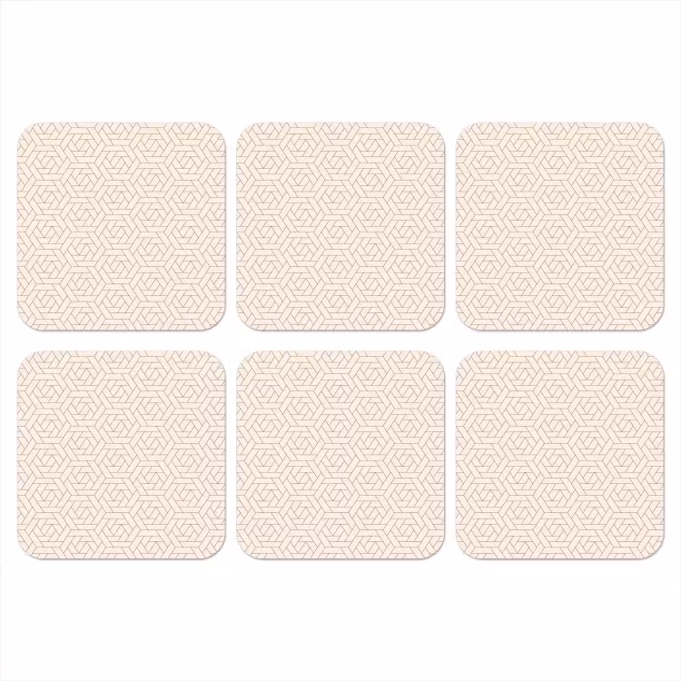 Patroon - Beige - Lijnen - Bruin onderzetter kurk middel 366 -3d