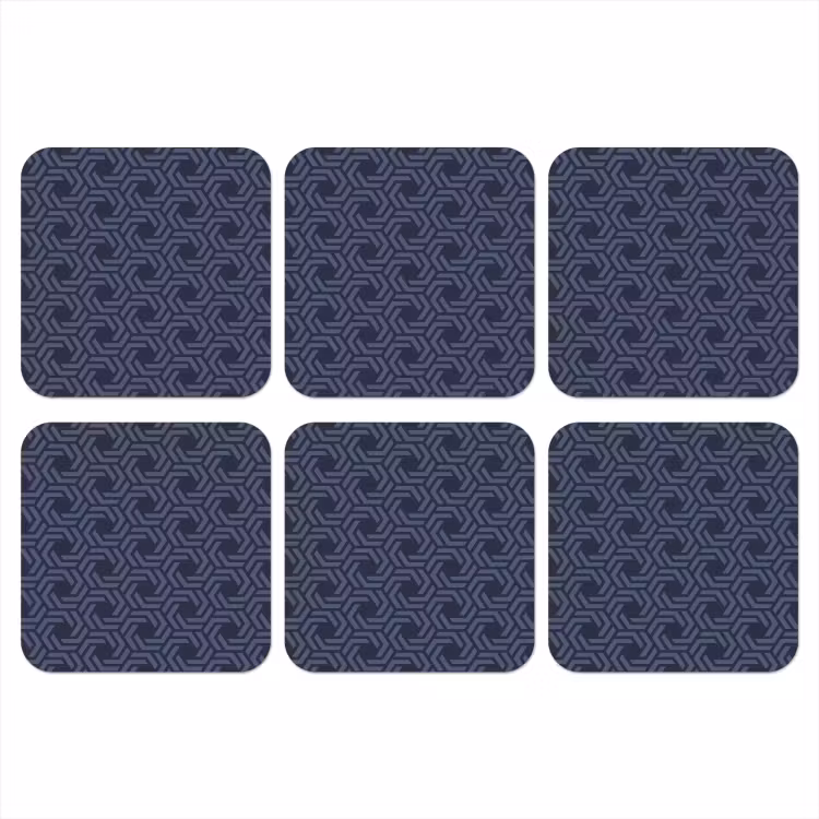 Patroon - Blauw - Geometrisch onderzetter kurk middel 366 -3d