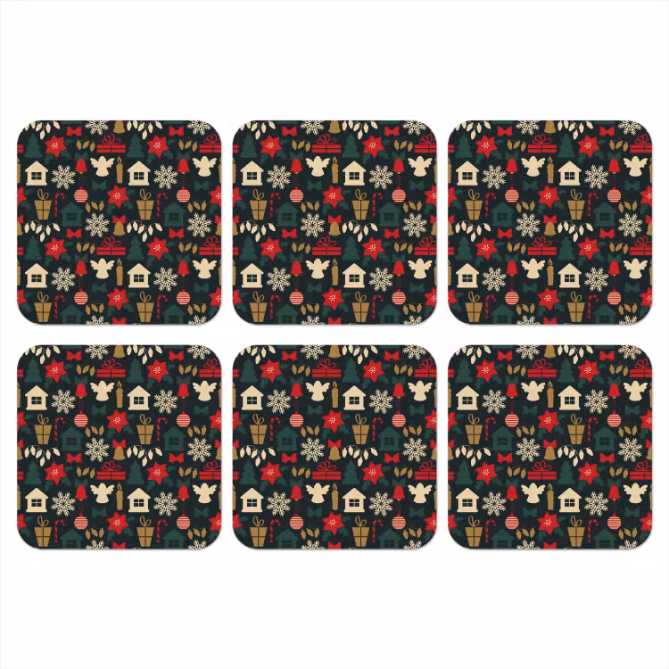Patroon - Kerst - Symbolen onderzetter kurk middel 366 -3d