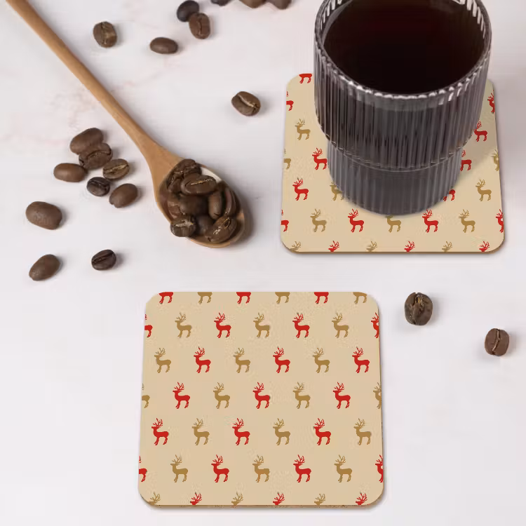 Patroon - Herten - Beige onderzetter kurk middel 366 -sfeer2