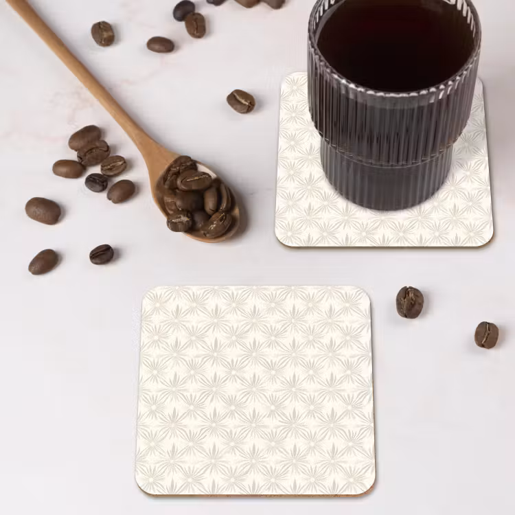Patroon - Bloemen - Beige onderzetter kurk middel 366 -sfeer2