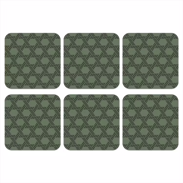 Patroon - Groen - Geometrisch onderzetter kurk middel 366 -3d