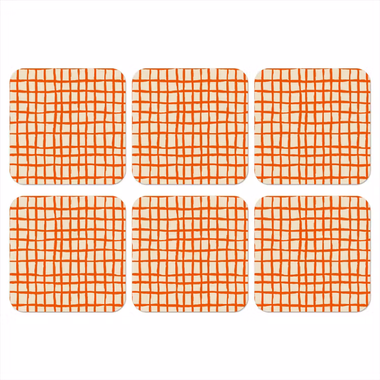 Patroon - Lijnen - Oranje onderzetter kurk middel 366 -3d