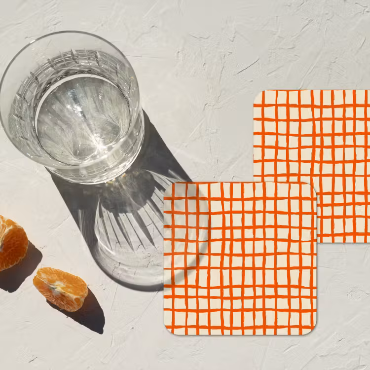 Patroon - Lijnen - Oranje onderzetter kurk middel 366 -sfeer4