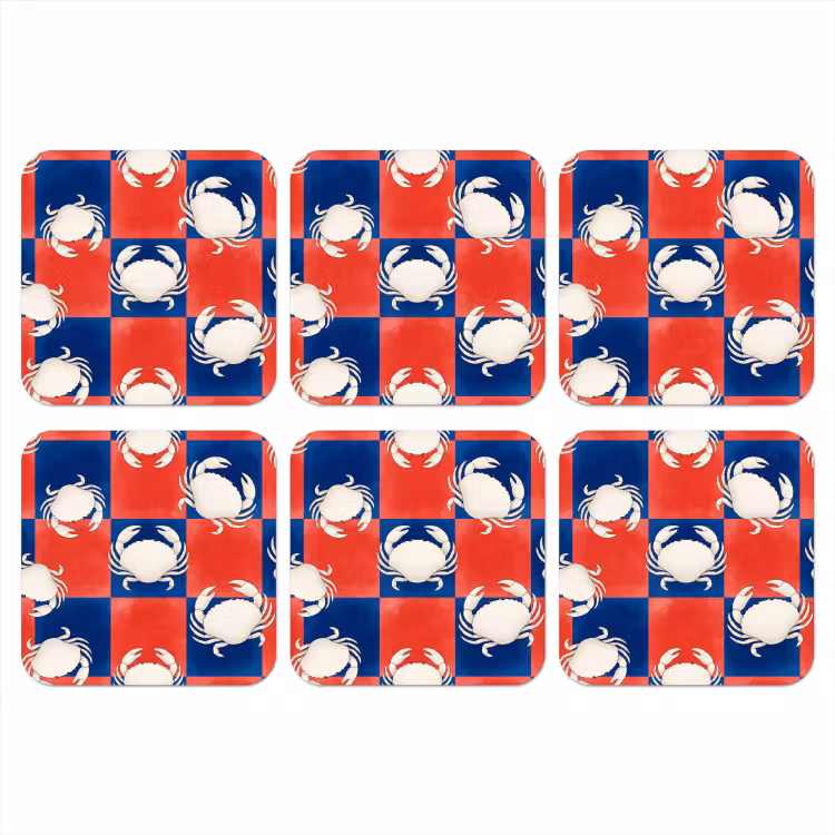 Patroon - Zeeleven - Rood - Blauw - Abstract onderzetter kurk middel -3d