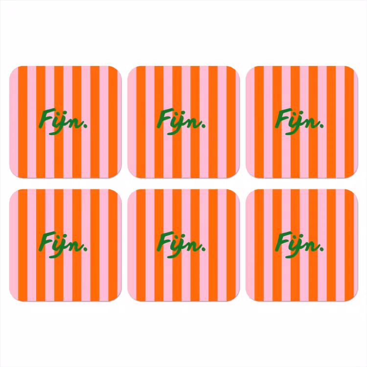 Patroon - Oranje - Fijn - Strepen onderzetter kurk middel -3d