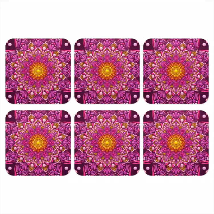 Patroon - Stippen - Abstract - Kleurrijk onderzetter kurk middel -3d