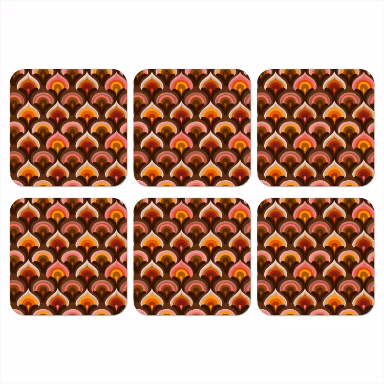 Patroon - Retro - Kleurrijk onderzetter kurk middel 366 -3d